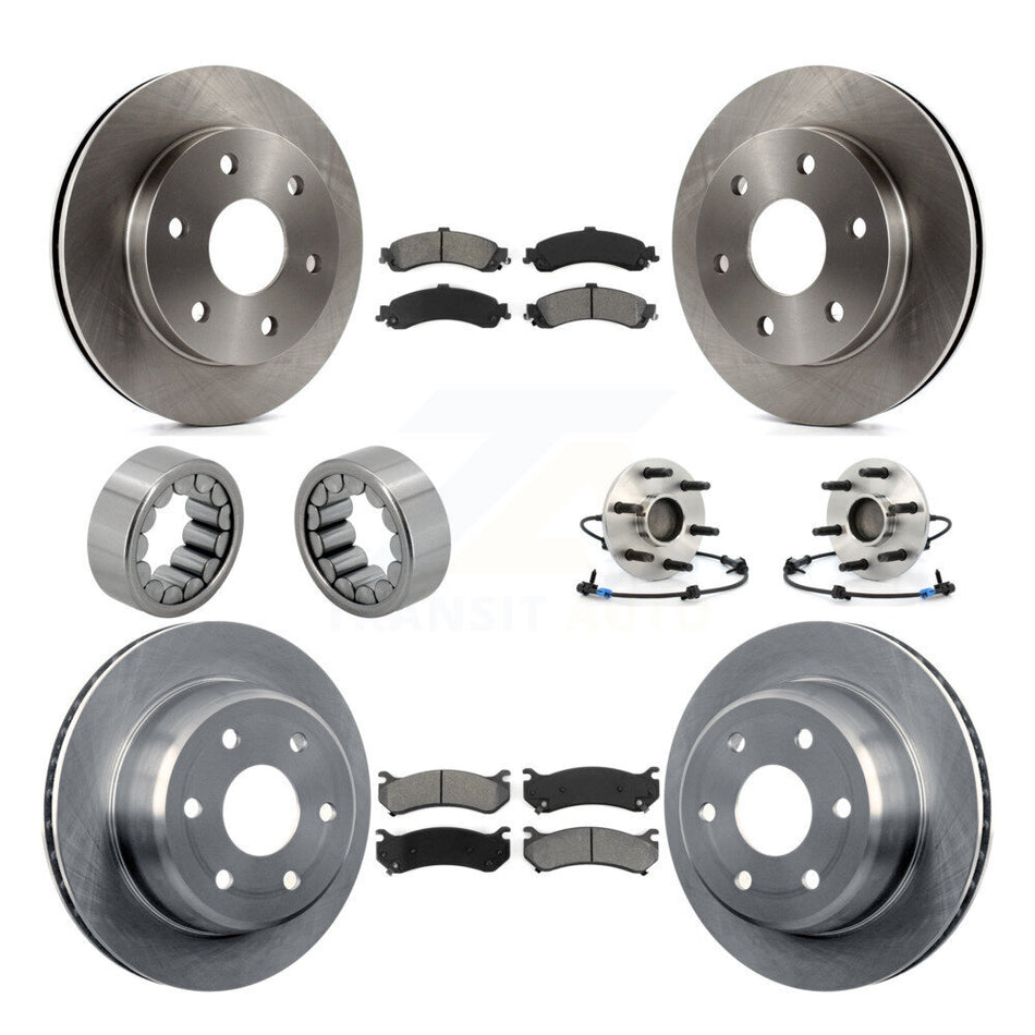 Front Rear Hub Bearing Brake Rotor & Pad Shoe Kit (10Pc) For Chevrolet Avalanche 1500 RWD KBB-109901