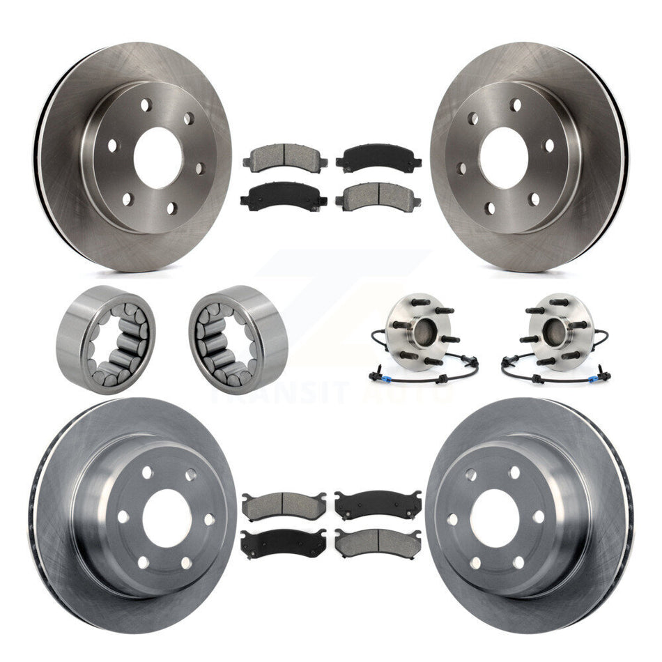 Front Rear Hub Bearing Brake Rotor & Pad Shoe Kit (10Pc) For Chevrolet Avalanche 1500 GMC KBB-109902