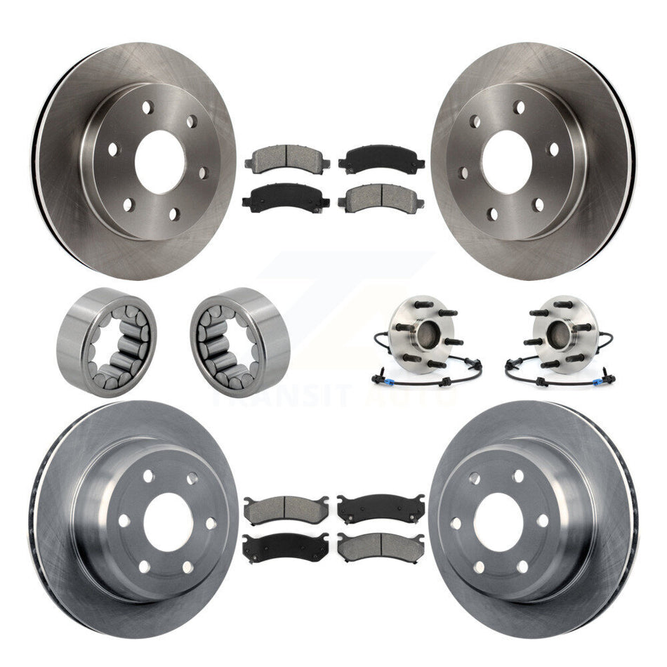 Front Rear Hub Bearing Brake Rotor & Pad Shoe Kit (10Pc) For Chevrolet Avalanche 1500 GMC KBB-109902