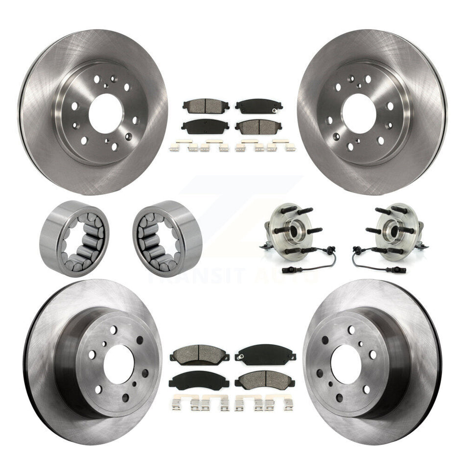 Front Rear Hub Bearing Brake Rotor & Pad Shoe Kit (10Pc) For Chevrolet Avalanche Cadillac KBB-109907