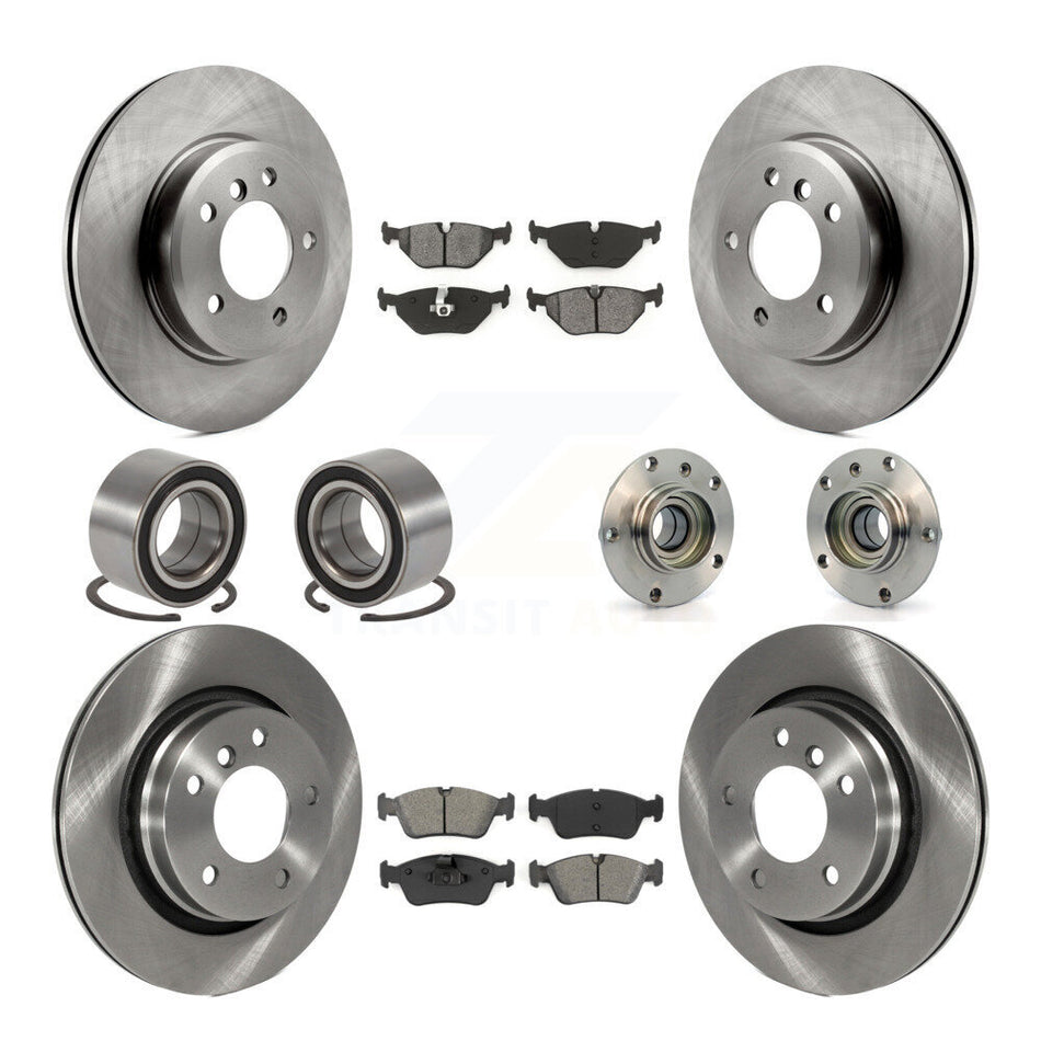Front Rear Wheel Hub Bearings Assembly Disc Brake Rotors And Semi-Metallic Pads Shoes Kit (10Pc) For BMW 325Ci 323i 328i 323Ci 328Ci KBB-109927