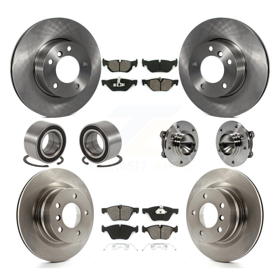 Front Rear Wheel Hub Bearings Assembly Disc Brake Rotors And Semi-Metallic Pads Shoes Kit (10Pc) For 2008-2013 BMW 128i KBB-109930