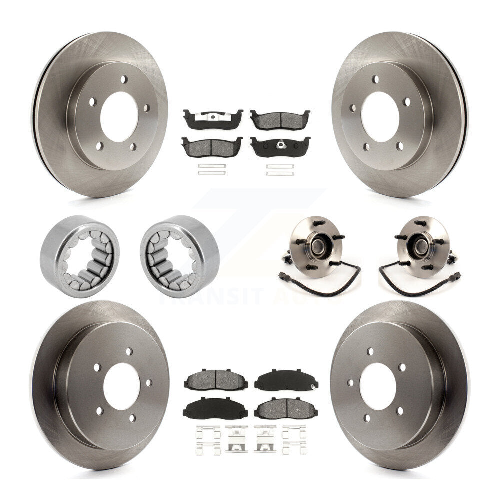 Front Rear Hub Bearing Assembly Disc Brake Rotors And Pads Shoe Kit (10Pc) For Ford F-150 KBB-109987
