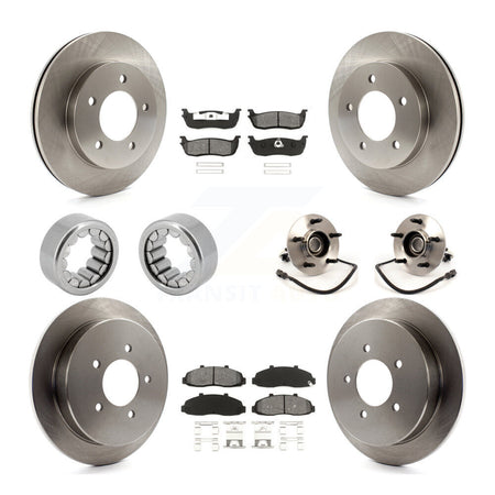 Front Rear Hub Bearing Assembly Disc Brake Rotors And Pads Shoe Kit (10Pc) For Ford F-150 KBB-109987