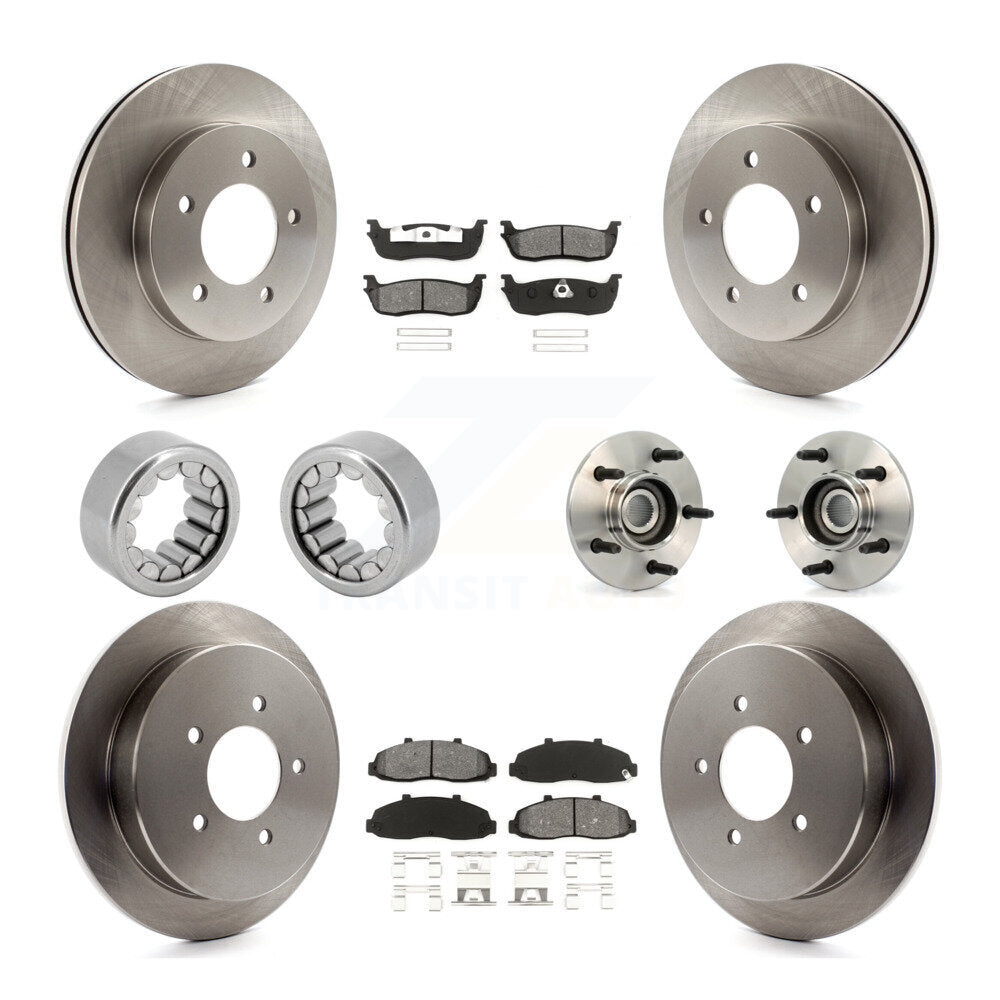 Front Rear Hub Bearing Assembly Disc Brake Rotors And Pads Shoe Kit (10Pc) For Ford F-150 KBB-109990