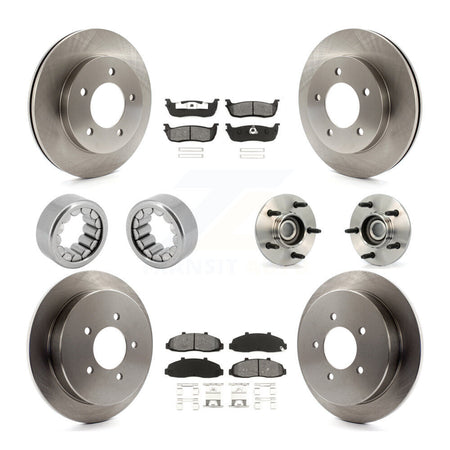 Front Rear Hub Bearing Assembly Disc Brake Rotors And Pads Shoe Kit (10Pc) For Ford F-150 KBB-109990