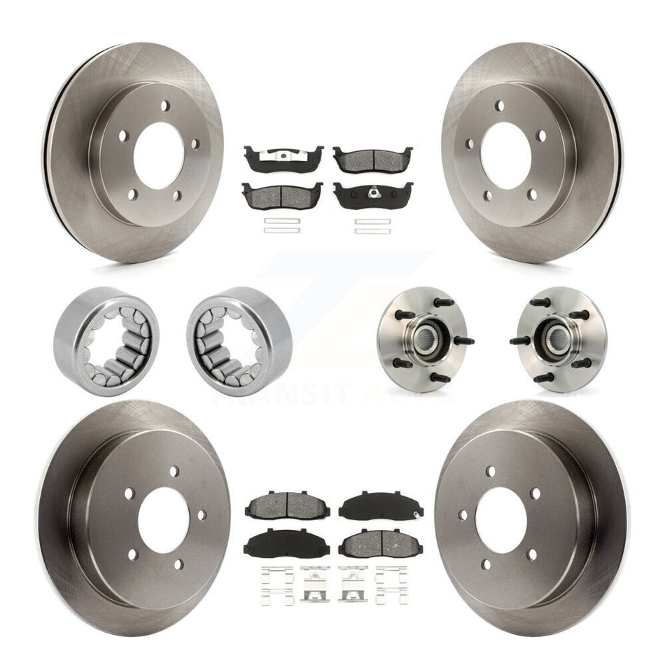 Front Rear Hub Bearing Assembly Disc Brake Rotors And Pads Shoe Kit (10Pc) For Ford F-150 KBB-109990