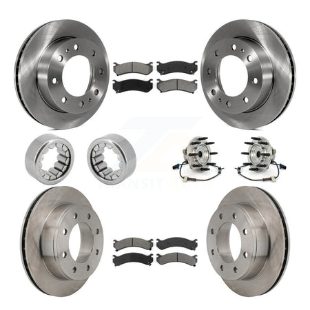 Front Rear Hub Bearing Brake Rotor & Pads Shoe Kit (10Pc) For Hummer H2 With 8 Lug Wheels KBB-110014