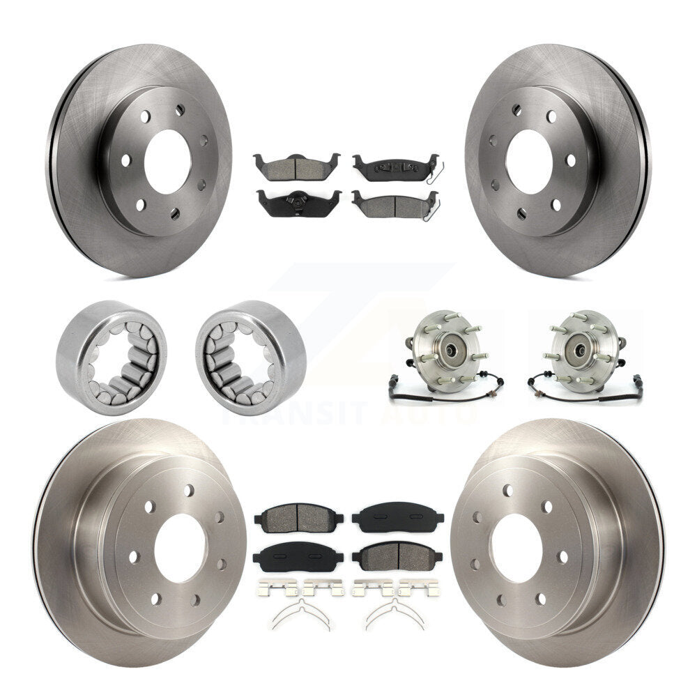 Front Rear Hub Bearing Brake Rotor Pads Shoe Kit (10Pc) For 2006-2008 Lincoln Mark LT 4WD KBB-110030