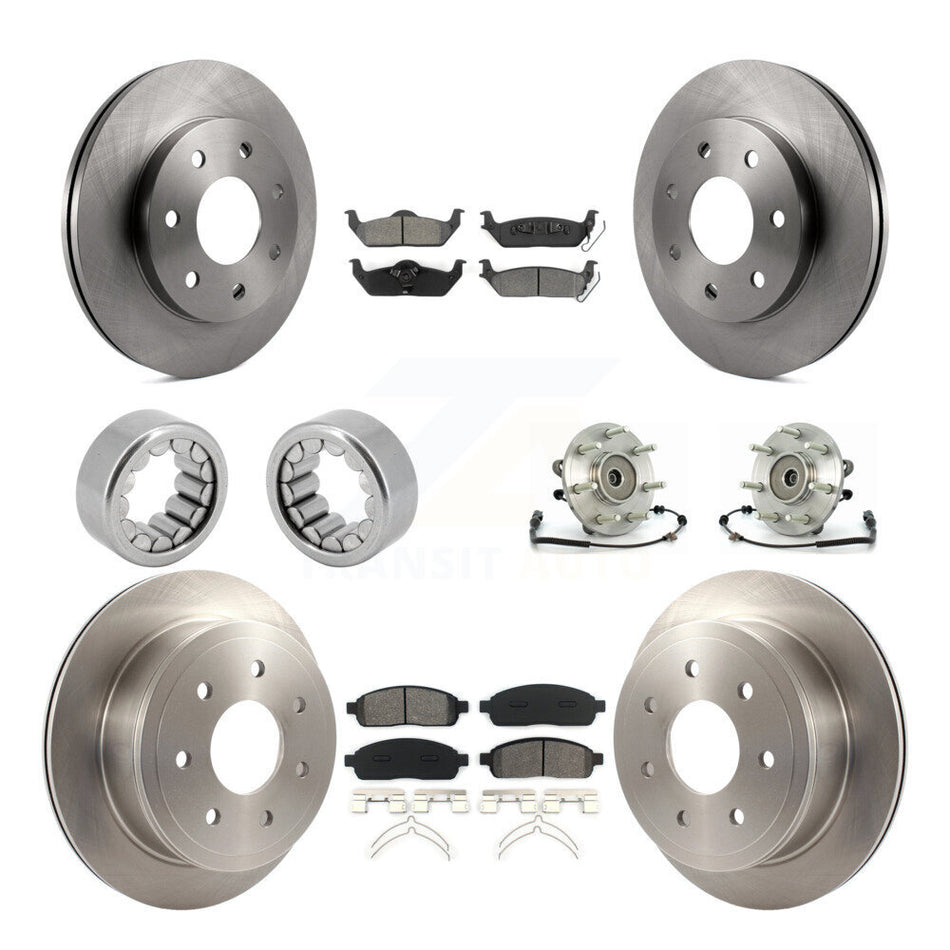 Front Rear Hub Bearing Brake Rotor Pads Shoe Kit (10Pc) For 2006-2008 Lincoln Mark LT 4WD KBB-110030