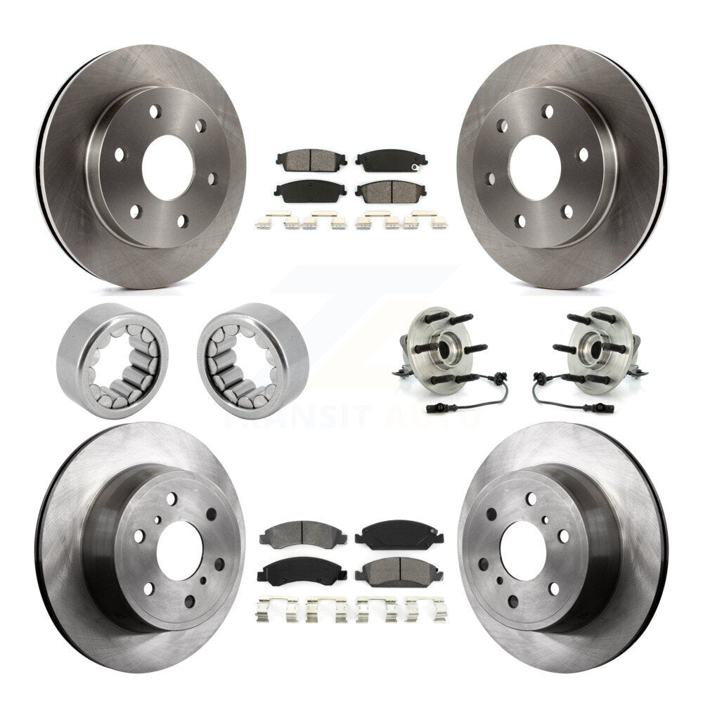 Front Rear Wheel Hub Bearing Disc Brake Rotor And Pad Shoe Kit (10Pc) For GMC Sierra 1500 KBB-110035