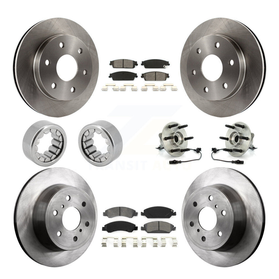 Front Rear Wheel Hub Bearing Disc Brake Rotor And Pad Shoe Kit (10Pc) For GMC Sierra 1500 KBB-110035