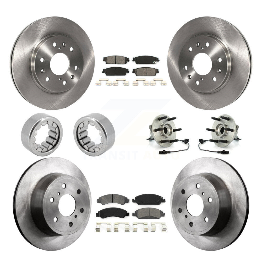 Front Rear Hub Bearing Brake Rotor & Pad Shoe Kit (10Pc) For Chevrolet Silverado 1500 GMC KBB-110037