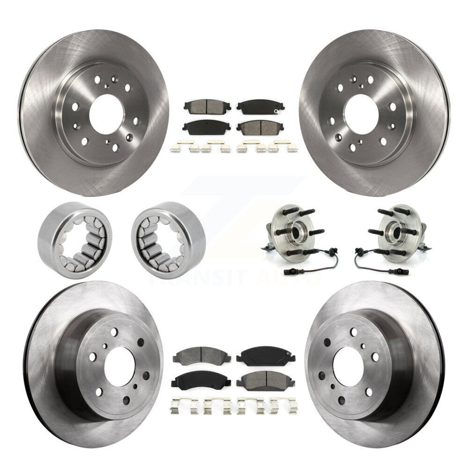 Front Rear Hub Bearing Brake Rotor & Pad Shoe Kit (10Pc) For Chevrolet Silverado 1500 GMC KBB-110037
