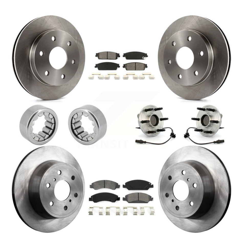 Front Rear Wheel Hub Bearing Disc Brake Rotor And Pad Shoe Kit (10Pc) For GMC Sierra 1500 KBB-110038