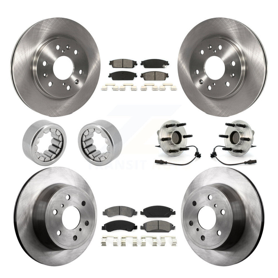 Front Rear Hub Bearing Brake Rotor & Pad Shoe Kit (10Pc) For Chevrolet Silverado 1500 GMC KBB-110040