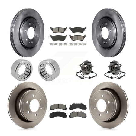 Front Rear Hub Bearing Brake Rotor & Pad Shoe Kit (10Pc) For Ford F-150 With 6 Lug Wheels KBB-110059