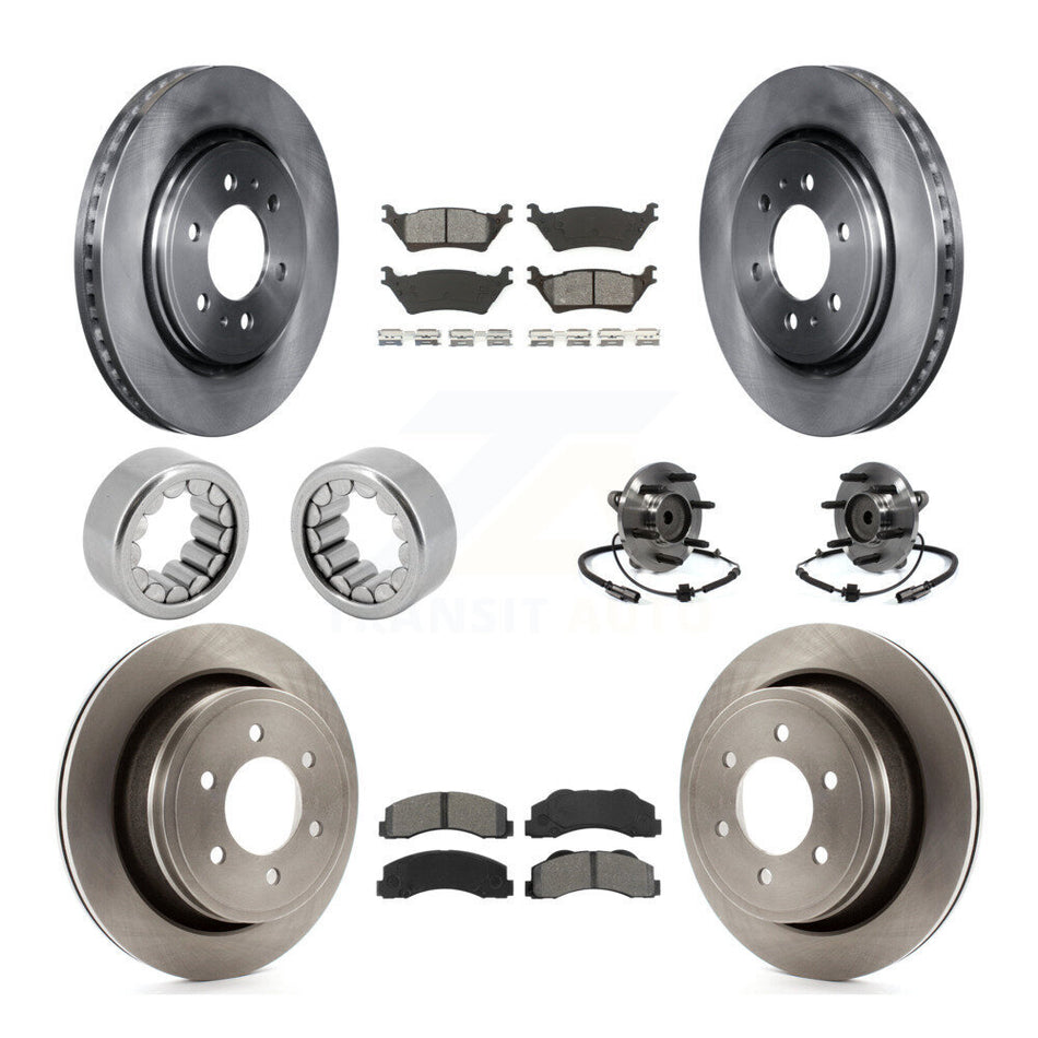Front Rear Hub Bearing Brake Rotor & Pad Shoe Kit (10Pc) For Ford F-150 With 6 Lug Wheels KBB-110059