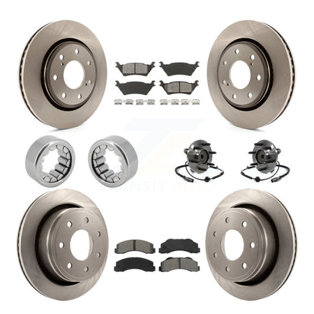 Front Rear Hub Bearing Brake Rotor & Pad Shoe Kit (10Pc) For Ford F-150 With 7 Lug Wheels KBB-110061