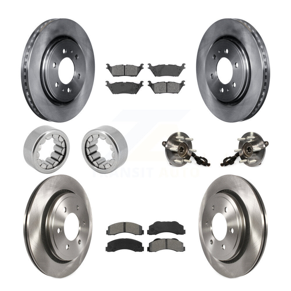 Front Rear Hub Bearing Assembly Disc Brake Rotors And Pads Shoe Kit (10Pc) For Ford F-150 KBB-110068