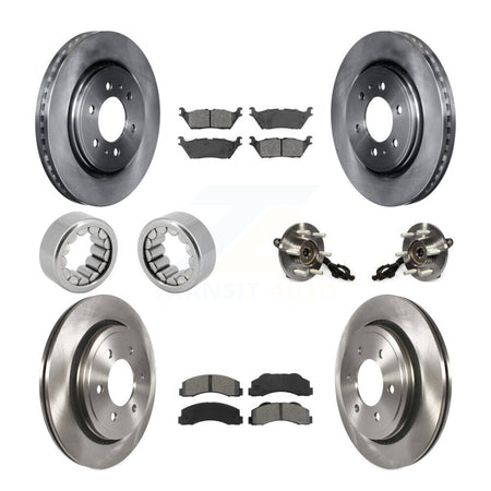 Front Rear Hub Bearing Assembly Disc Brake Rotors And Pads Shoe Kit (10Pc) For Ford F-150 KBB-110068