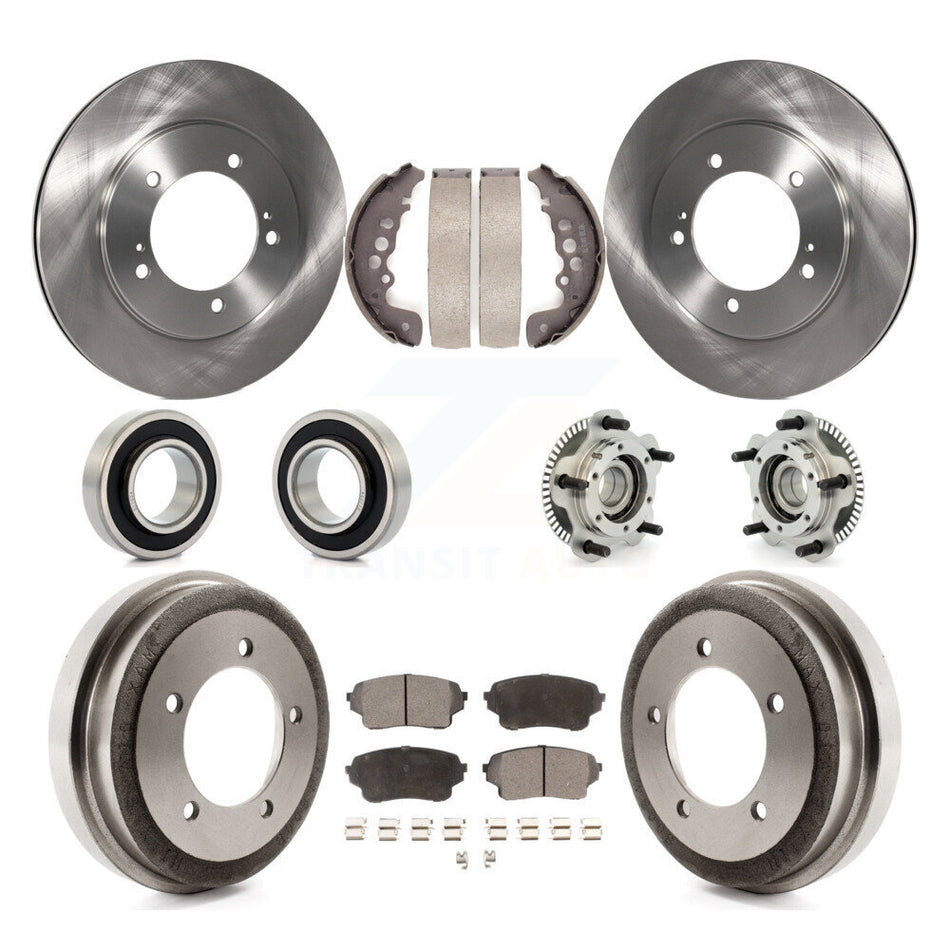 Front Rear Hub Bearings Assembly Disc Brake Rotors And Ceramic Pads Shoes Kit (10Pc) For 2004 Suzuki Grand Vitara Non-ABS From Chassis VIN #44103257 KBB-110074