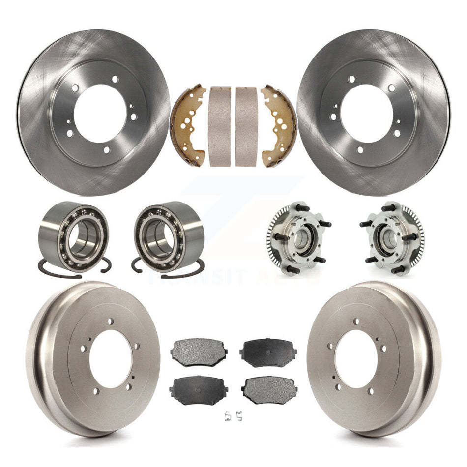 Front Rear Hub Bearings Assembly Disc Brake Rotors And Ceramic Pads Shoes Kit (10Pc) For Suzuki XL-7 Grand Vitara KBB-110078