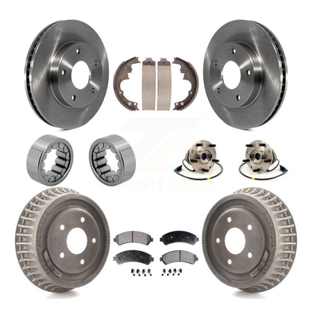 Front Rear Hub Bearing Brake Rotor & Pads Shoe Kit (10Pc) For 1998-2003 Chevrolet S10 4WD KBB-110081