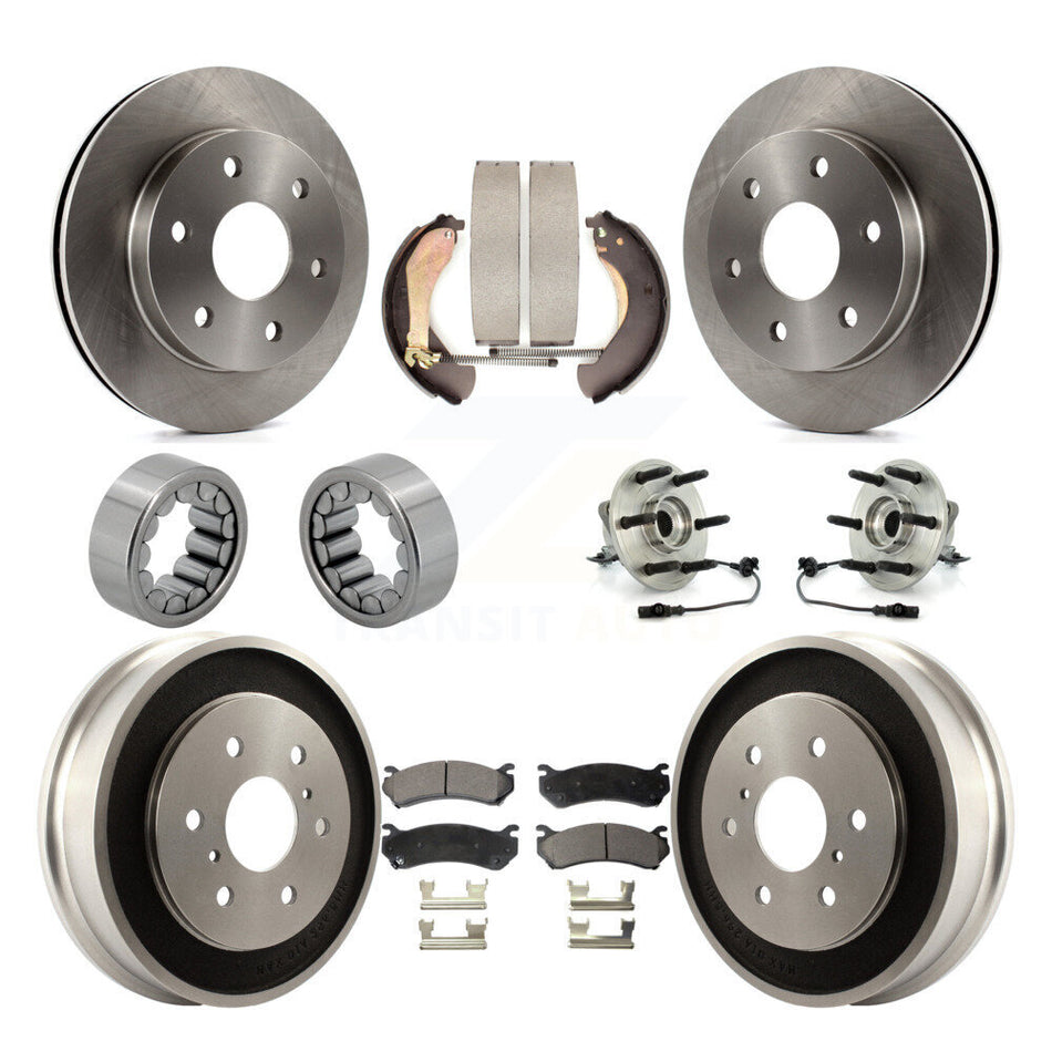 Front Rear Hub Bearing Disc Brake Rotor Pads Shoe Kit (10Pc) For Chevrolet Silverado 1500 KBB-110084