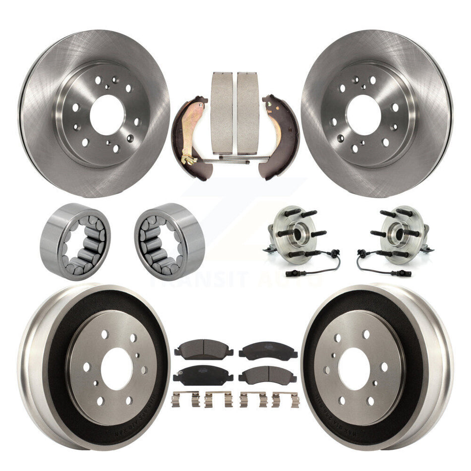 Front Rear Hub Bearing Brake Rotor & Pad Shoe Kit (10Pc) For Chevrolet Silverado 1500 GMC KBB-110085