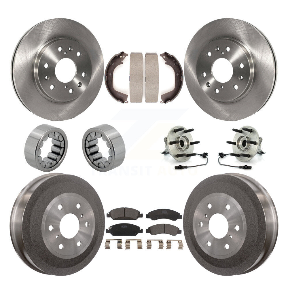 Front Rear Hub Bearing Disc Brake Rotor Pad Shoe Kit (10Pc) For GMC Sierra 1500 Chevrolet KBB-110088