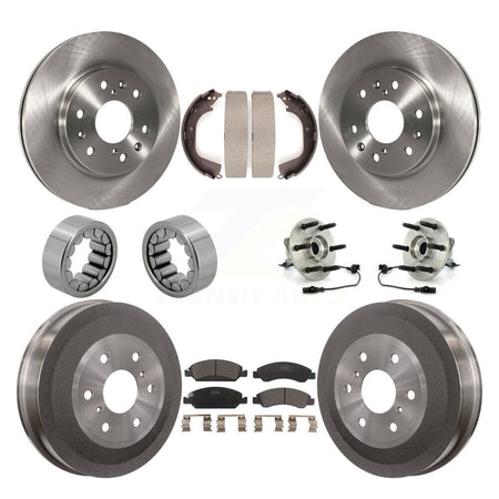 Front Rear Hub Bearing Disc Brake Rotor Pad Shoe Kit (10Pc) For GMC Sierra 1500 Chevrolet KBB-110088