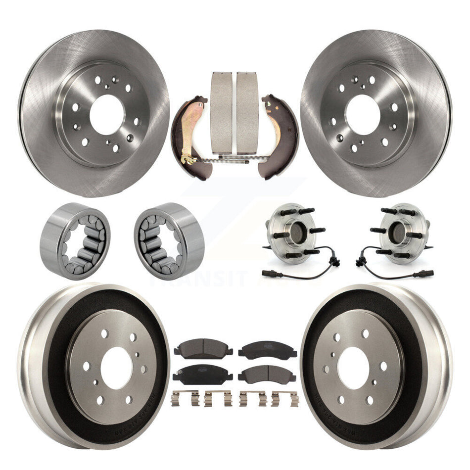 Front Rear Hub Bearing Brake Rotor & Pad Shoe Kit (10Pc) For Chevrolet Silverado 1500 GMC KBB-110091