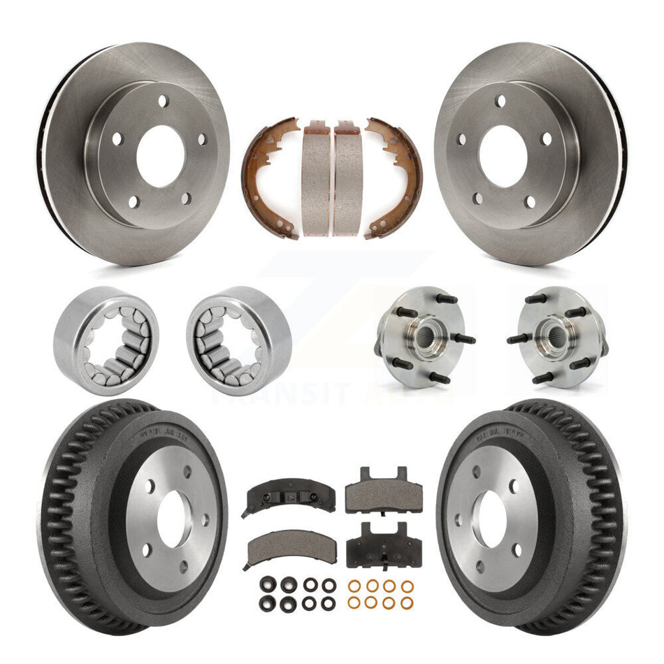 Front Rear Hub Bearings Disc Brake Rotors And Pads Shoes Kit (10Pc) For Dodge Ram 1500 KBB-110128