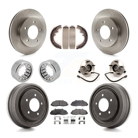 Front Rear Hub Bearing Disc Brake Rotors And Ceramic Pads Shoes Kit (10Pc) For Ford F-150 KBB-110129