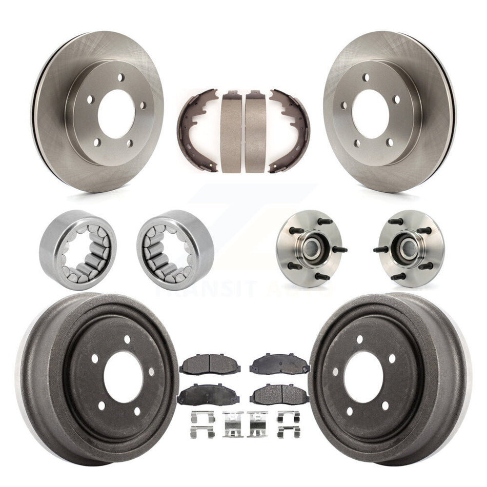 Front Rear Hub Bearing Disc Brake Rotors And Ceramic Pads Shoes Kit (10Pc) For Ford F-150 KBB-110131