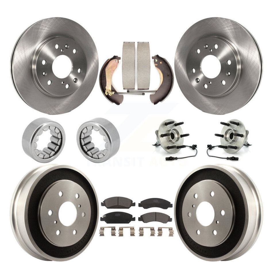 Front Rear Hub Bearing Brake Rotor & Pad Shoe Kit (10Pc) For Chevrolet Silverado 1500 GMC KBB-110143