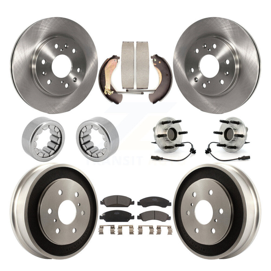 Front Rear Hub Bearing Brake Rotor & Pad Shoe Kit (10Pc) For Chevrolet Silverado 1500 GMC KBB-110145