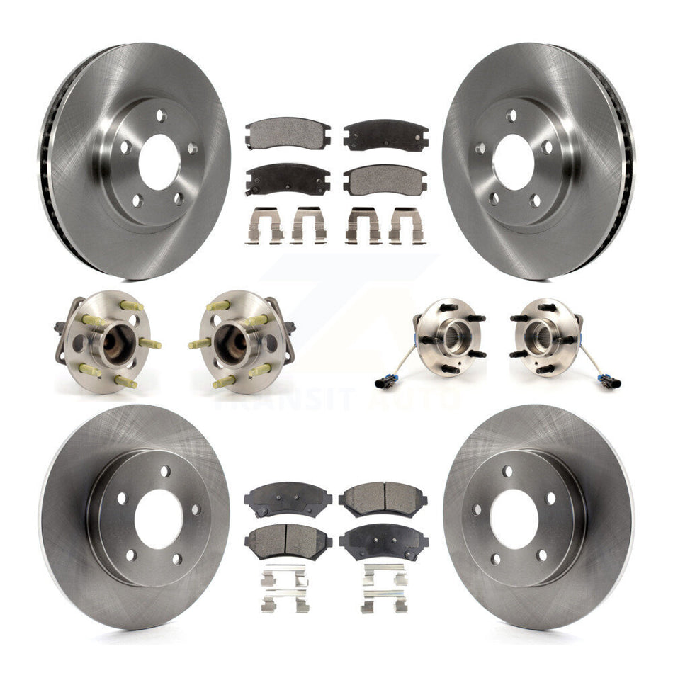 Front Rear Hub Bearings Assembly Disc Brake Rotors And Ceramic Pads Kit (10Pc) For 1997-1999 Buick Park Avenue Oldsmobile Aurora Riviera KBB-110159