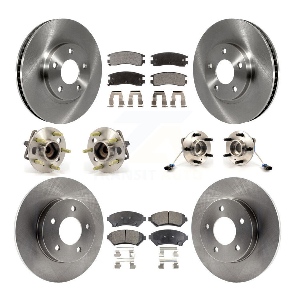 Front Rear Hub Bearings Assembly Disc Brake Rotors And Ceramic Pads Kit (10Pc) For 1997-1999 Buick Park Avenue Oldsmobile Aurora Riviera KBB-110159