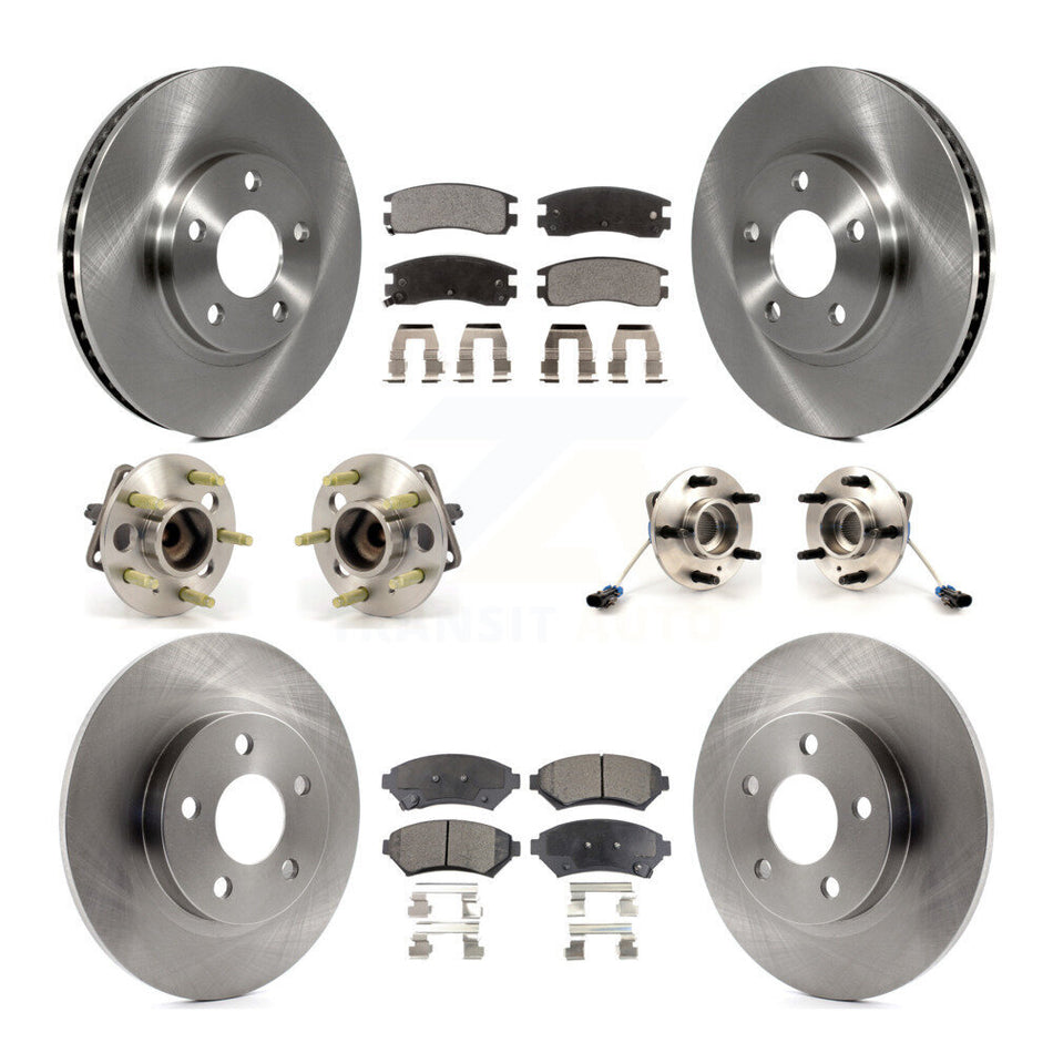 Front Rear Hub Bearings Assembly Disc Brake Rotors And Ceramic Pads Kit (10Pc) For 2003-2004 Buick Park Avenue Ultra KBB-110160