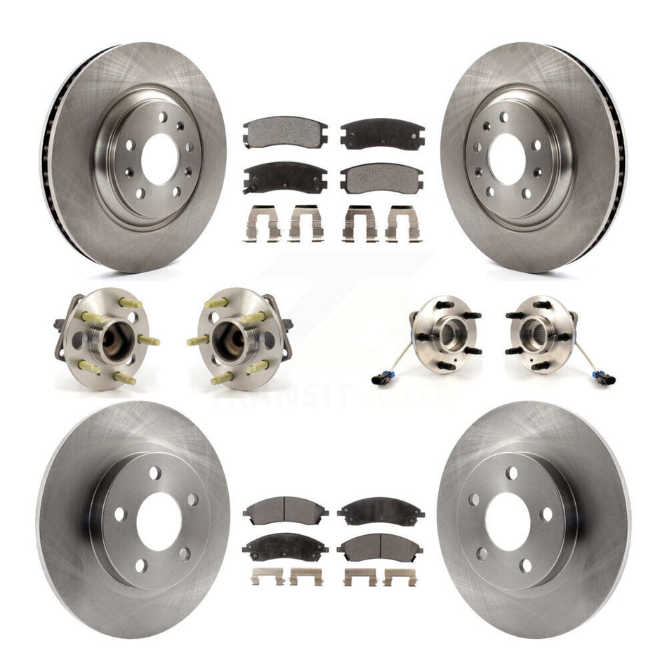 Front Rear Hub Bearings Assembly Disc Brake Rotors And Ceramic Pads Kit (10Pc) For 2004 Pontiac Bonneville GXP KBB-110164