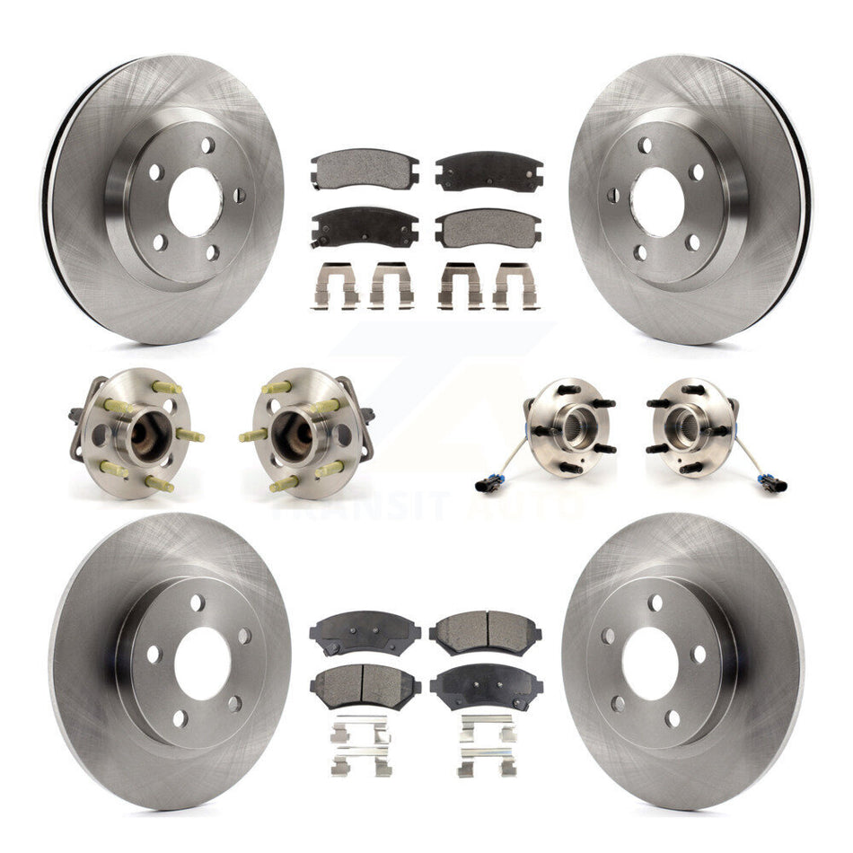Front Rear Hub Bearings Assembly Disc Brake Rotors And Ceramic Pads Kit (10Pc) For 2005 Buick Park Avenue Ultra KBB-110167