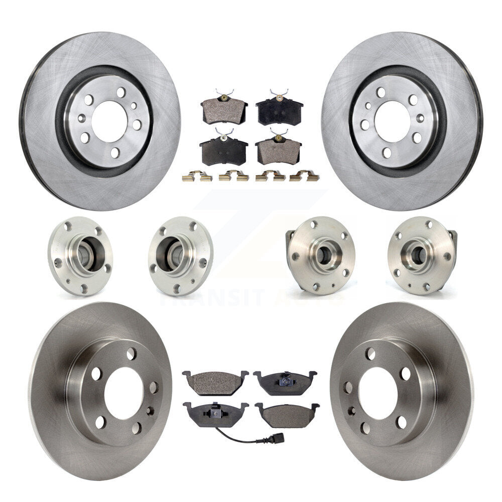 Front Rear Hub Bearings Disc Brake Rotors And Pads Kit (10Pc) For Volkswagen Golf City KBB-110171