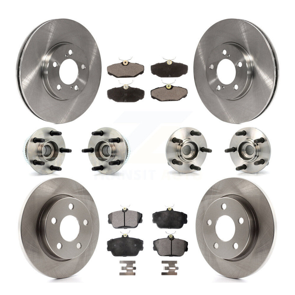 Front Rear Hub Bearings Assembly Disc Brake Rotors And Ceramic Pads Kit (10Pc) For Ford Taurus Mercury Sable Lincoln Continental KBB-110175