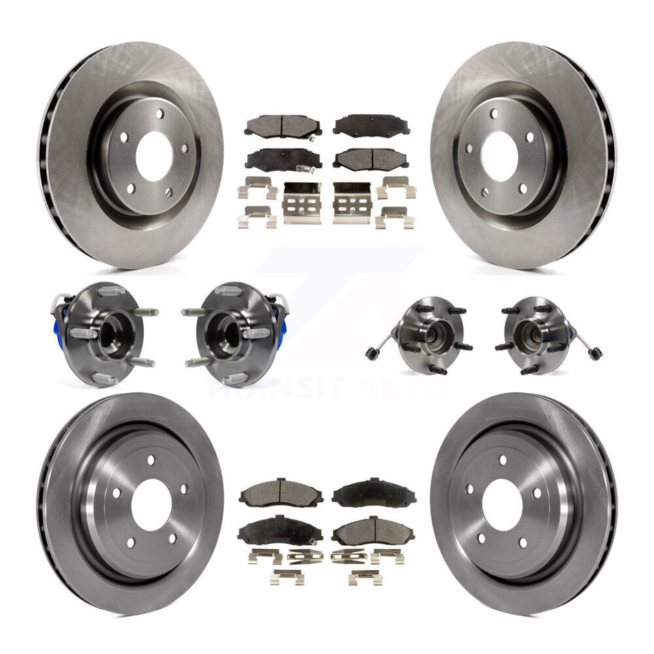 Front Rear Hub Bearings Assembly Disc Brake Rotors And Ceramic Pads Kit (10Pc) For Chevrolet Corvette Cadillac XLR KBB-110180