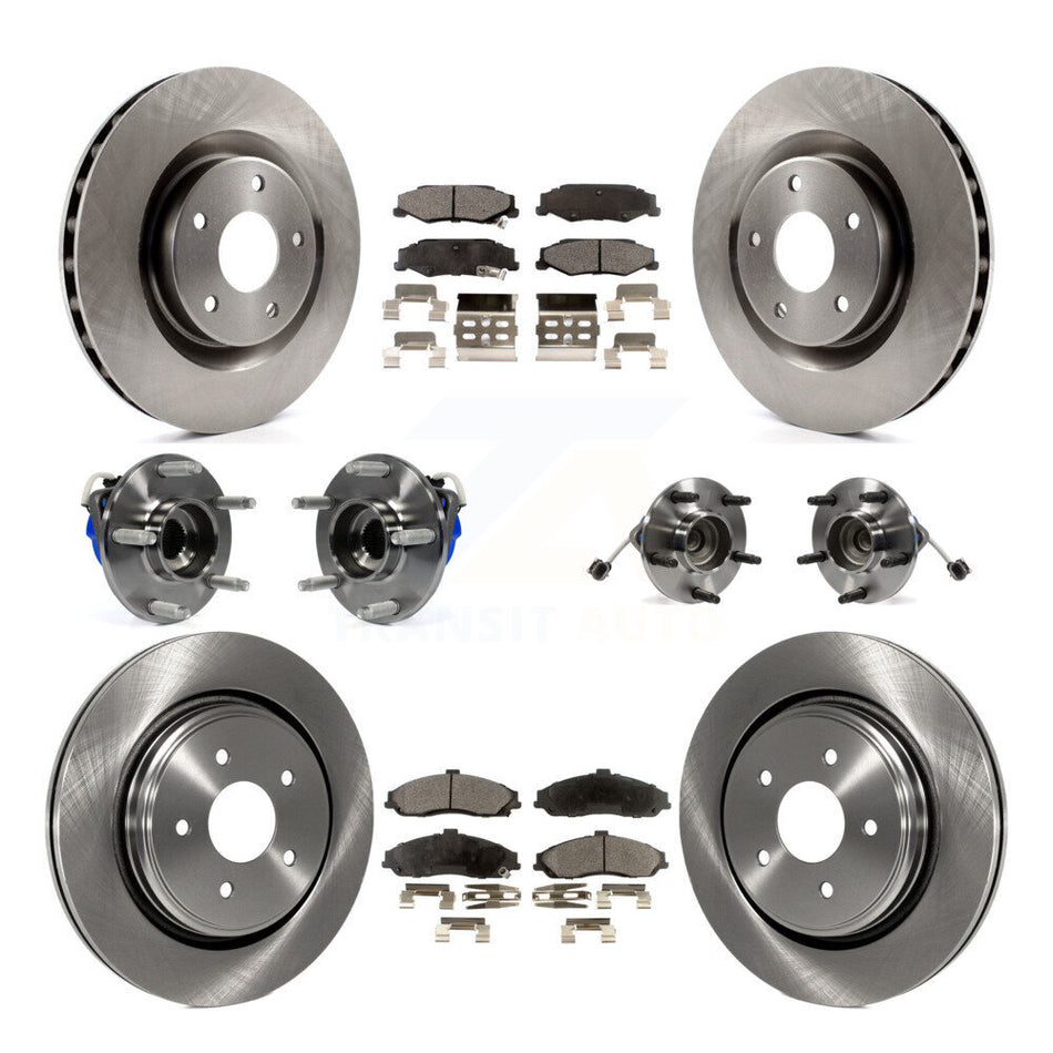 Front Rear Hub Bearings Assembly Disc Brake Rotors And Ceramic Pads Kit (10Pc) For 2006-2008 Cadillac XLR Naturally Aspirated With Heavy Duty Brakes KBB-110181