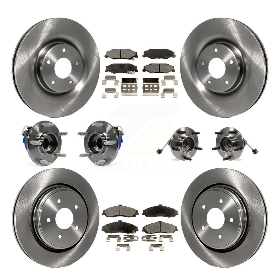 Front Rear Hub Bearings Assembly Disc Brake Rotors And Ceramic Pads Kit (10Pc) For Chevrolet Corvette Cadillac XLR KBB-110182