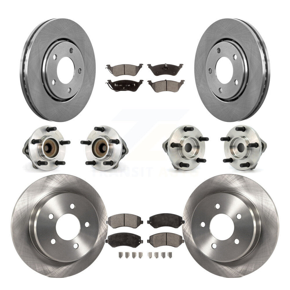 Front Rear Hub Bearings Assembly Disc Brake Rotors And Ceramic Pads Kit (10Pc) For Dodge Chrysler Town & Country Grand Caravan Voyager KBB-110190