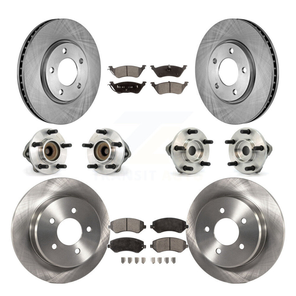 Front Rear Hub Bearings Assembly Disc Brake Rotors And Ceramic Pads Kit (10Pc) For 2006 Dodge Grand Caravan Drum rear brakes with 4-Wheel ABS KBB-110191